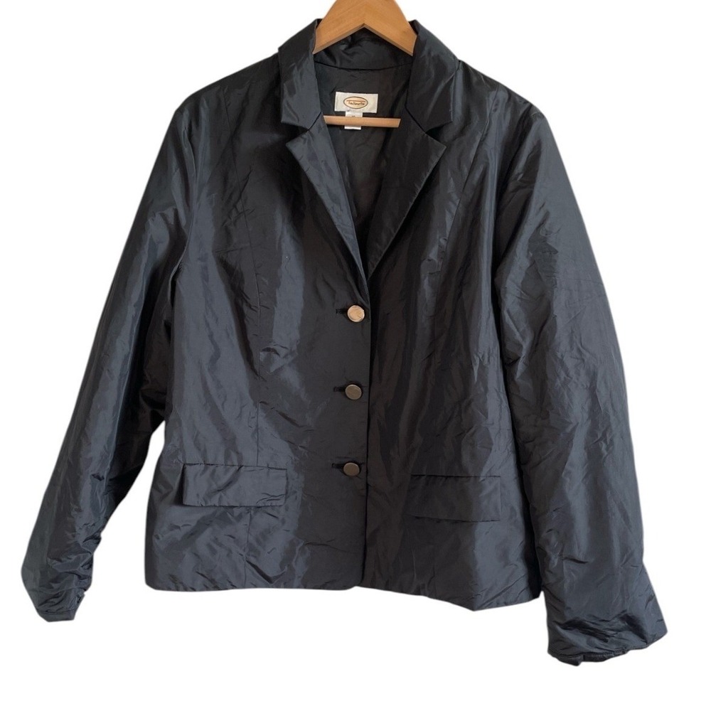 Talbots Jacket Womens 16 Blazer Charcoal Gray Three Button EUC